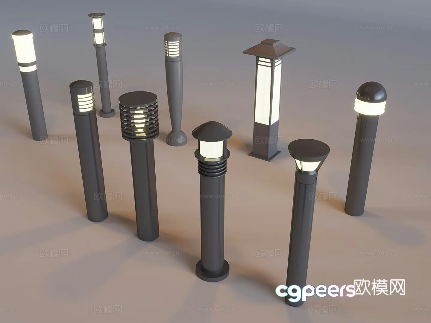 Outdoor courtyard landscape lights New Chinese style lawn lights Grass lamp lamp post 3d model
