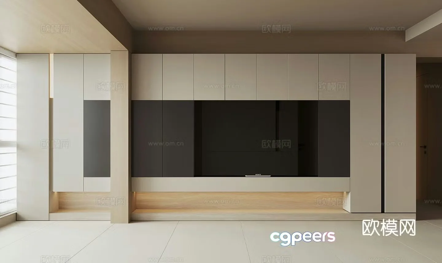Modern TV background wall 3d model