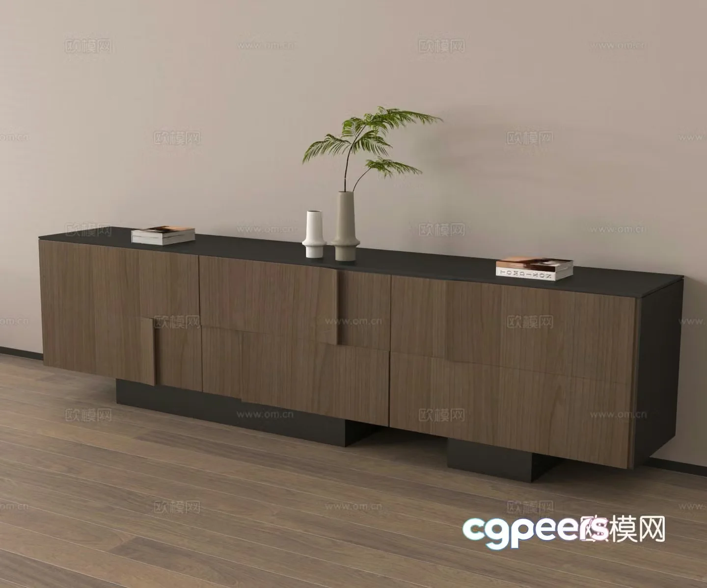 TV cabinet floral ornament 3d model