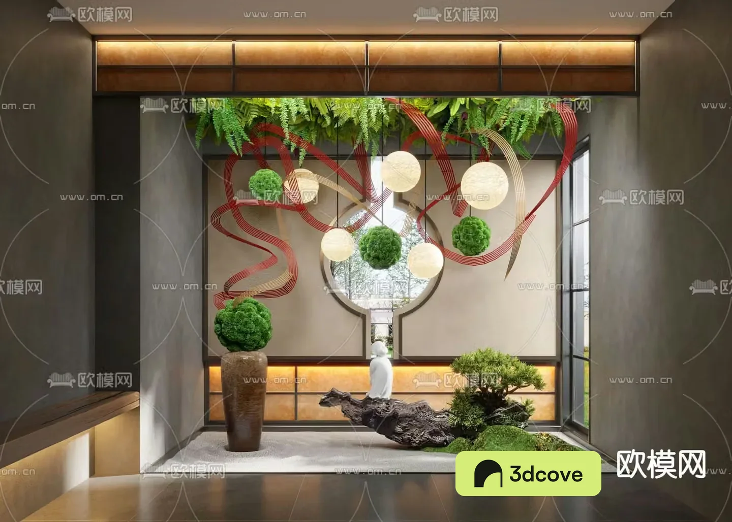 Landscape sketch indoor landscaping hanging device