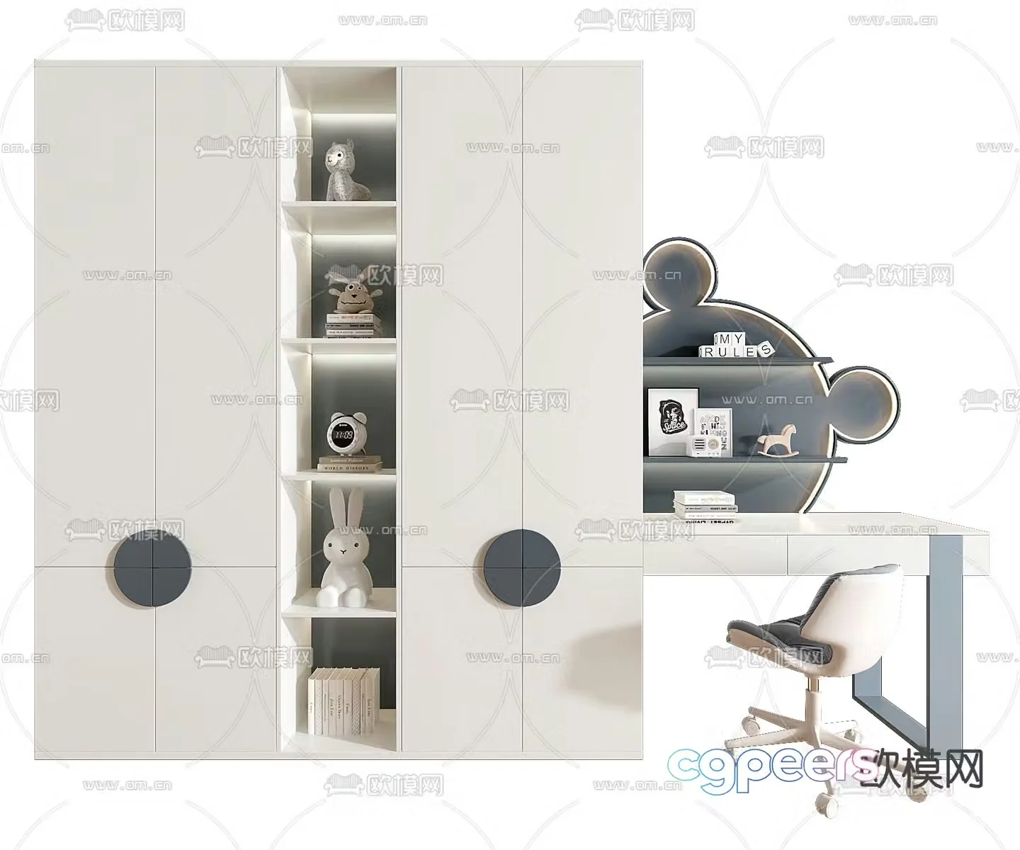 Children’s bookcase study table 3d model