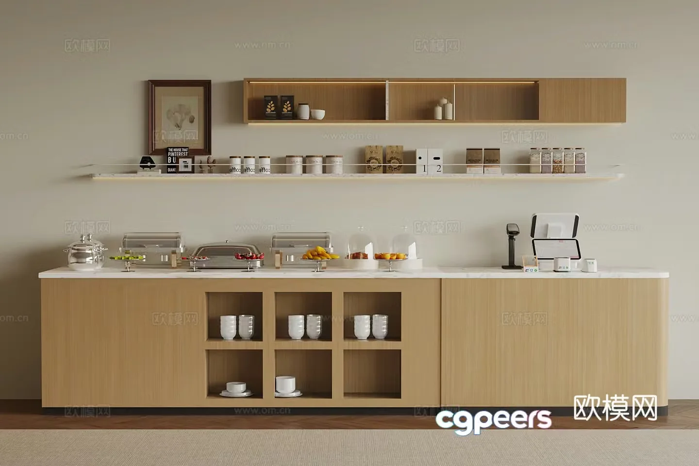 Modern sideboard Buffet meal preparation cabinet 3D model