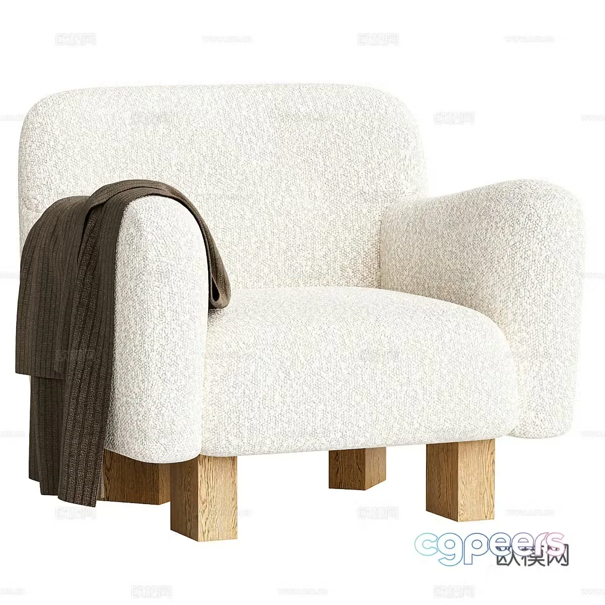 Modern cream style leisure chair 3d model