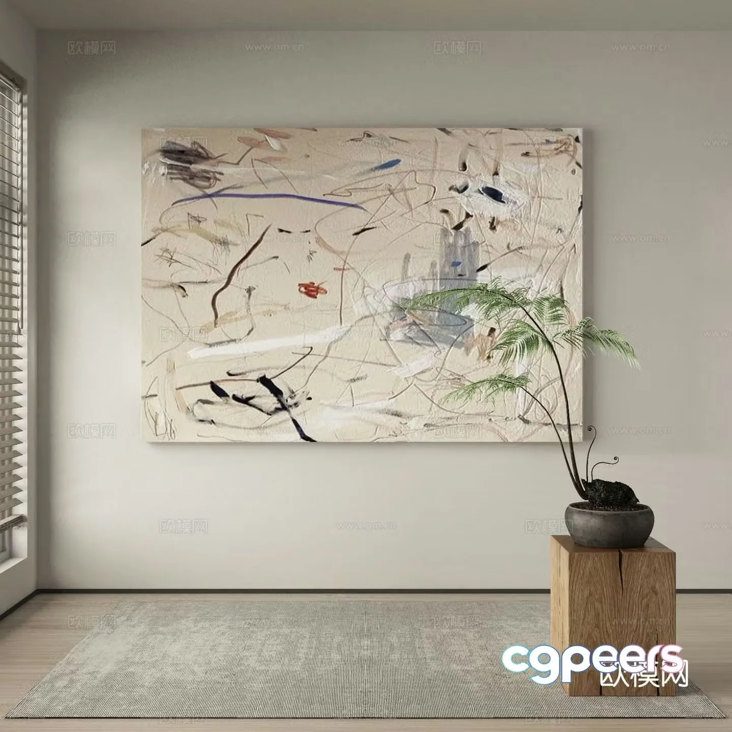 Modern texture painting decorative painting 3d model