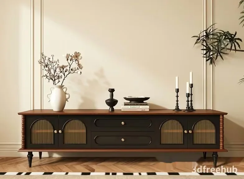 A Mid-Century Style Sideboard 3D Model – 22677 – VRAY Render