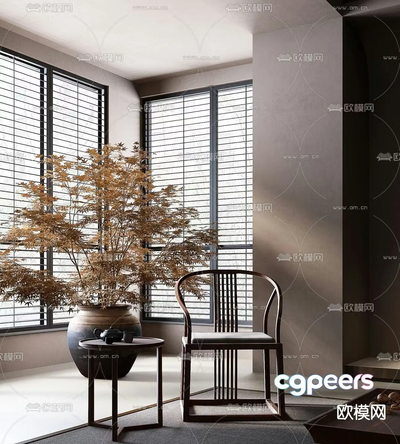 New Chinese style table and chairs 3d model