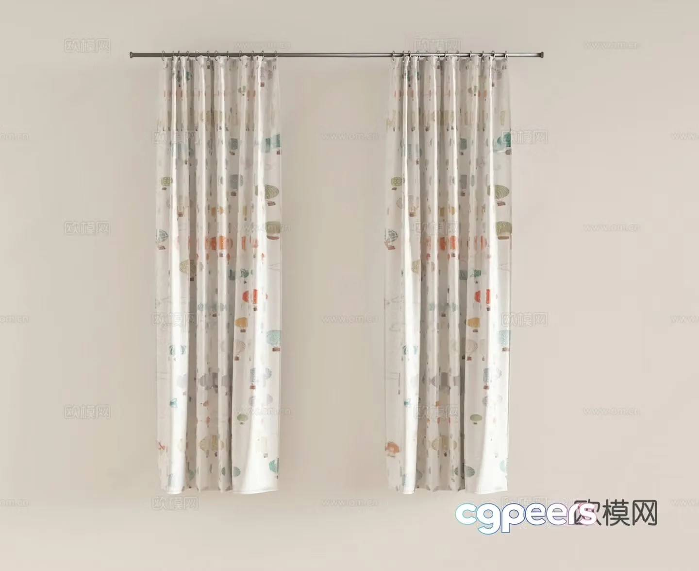 Modern shower curtain printed shower curtain 3d model