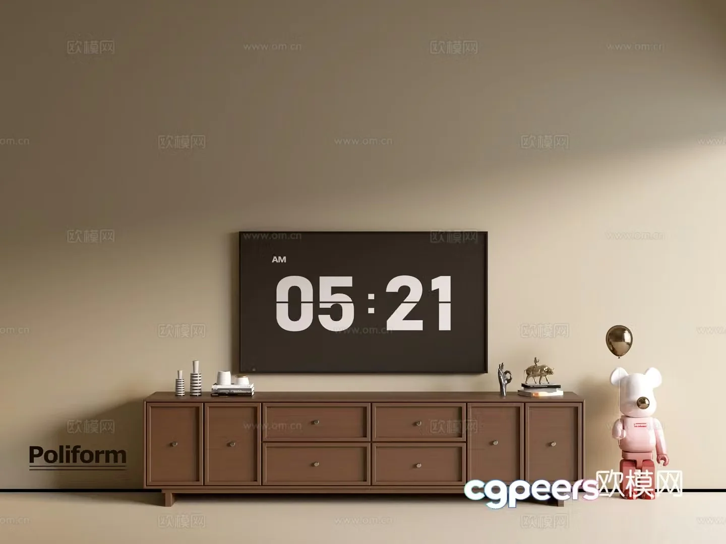 Modern wood grain TV cabinet simple side cabinet chest of drawers low cabinet whole cabinet side cabinet balcony 3D model