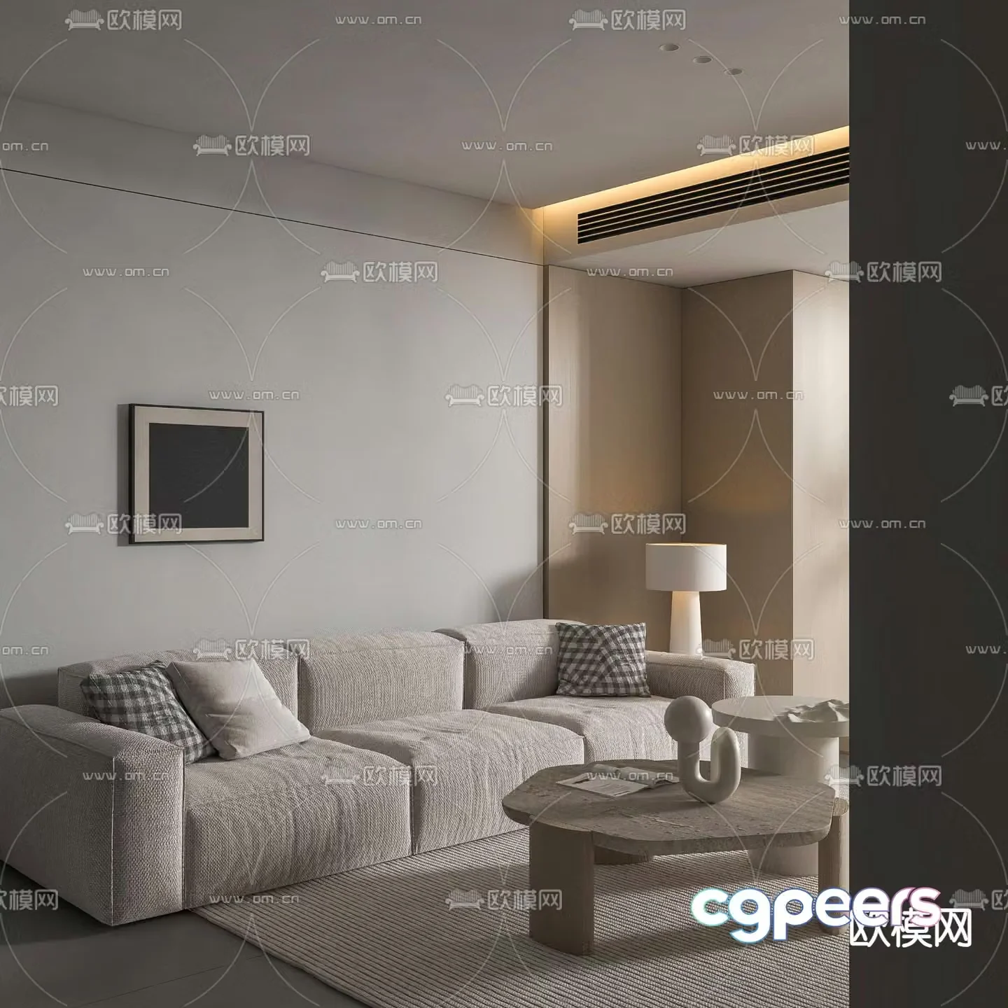 Three seater sofa tofu block sofa 3d model