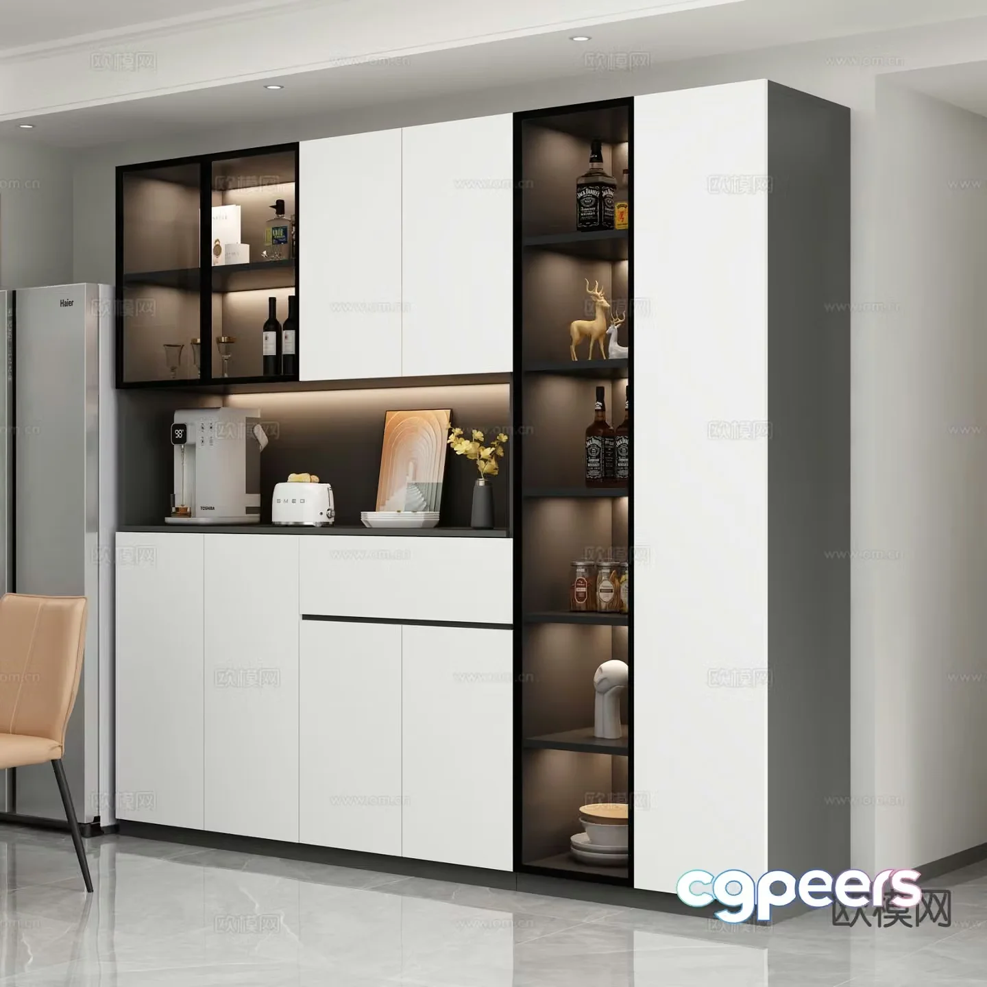 Modern wine cabinet sideboard 3d model