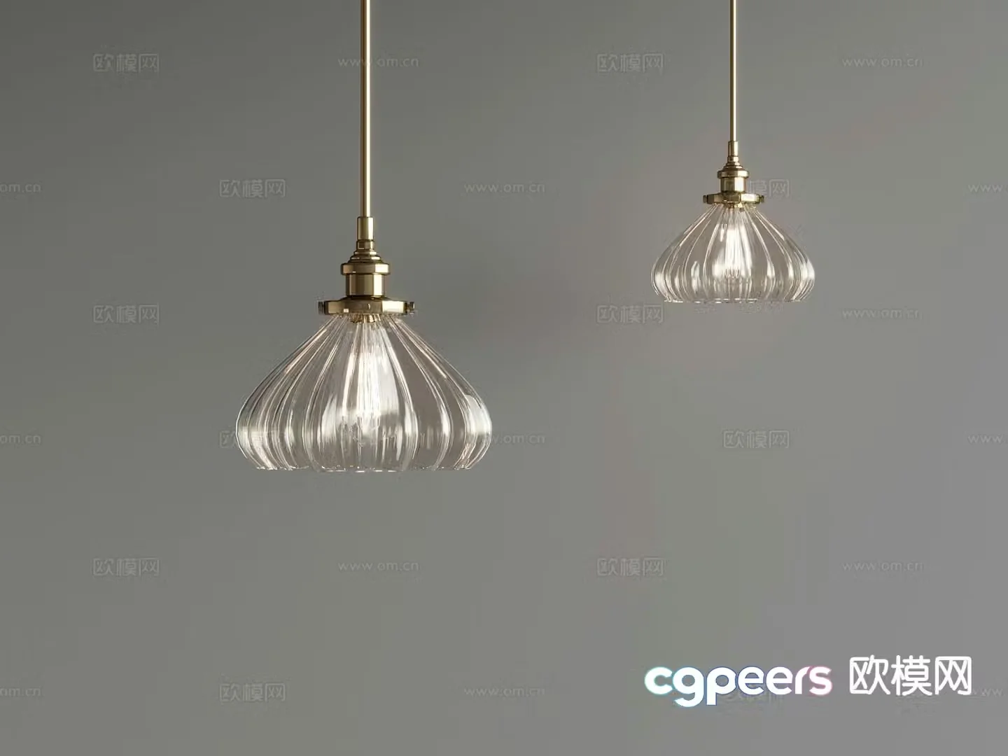 French retro small chandelier fishing line chandelier 3d model