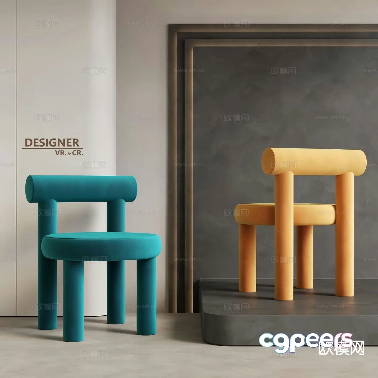 Modern single chair fabric chair 3d model