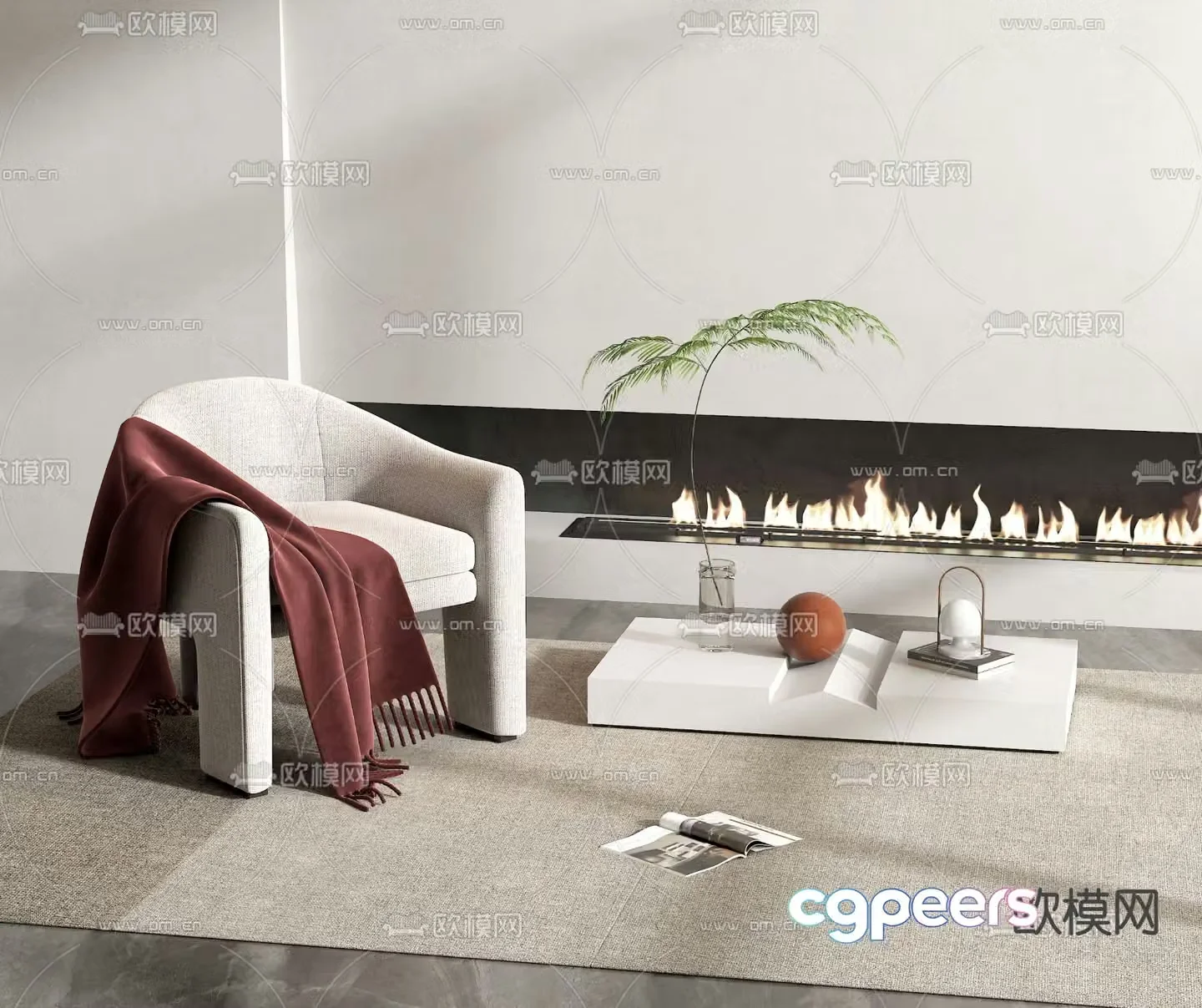 Molteni&C modern cream white lounge chair 3d model