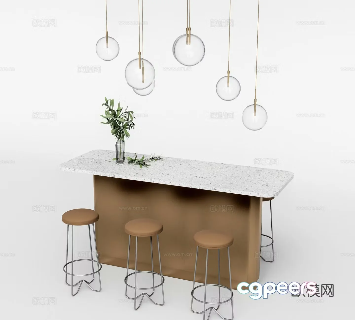 Modern bar chair chandeliers 3d model