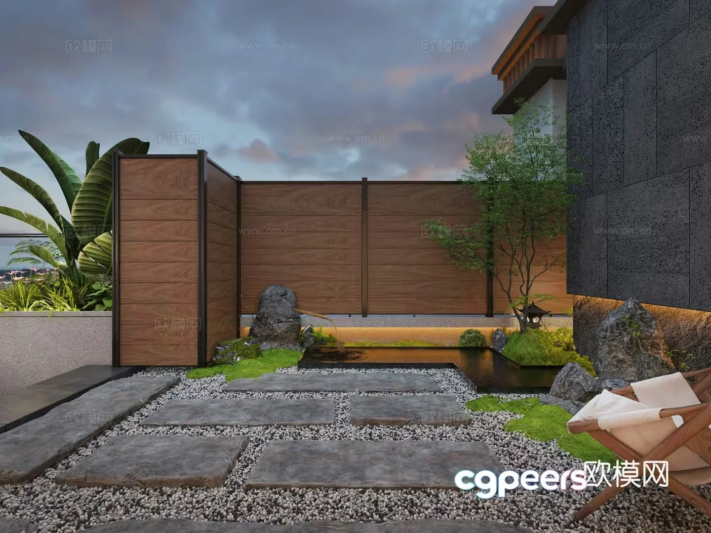 Roof garden courtyard 3d model