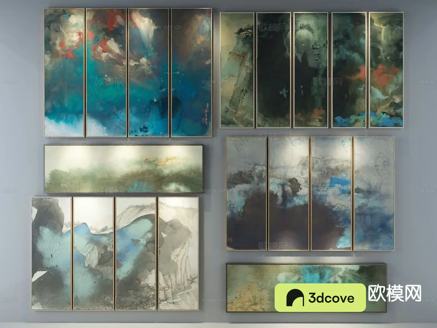 New Chinese style decorative painting ink hanging painting gouache hanging painting