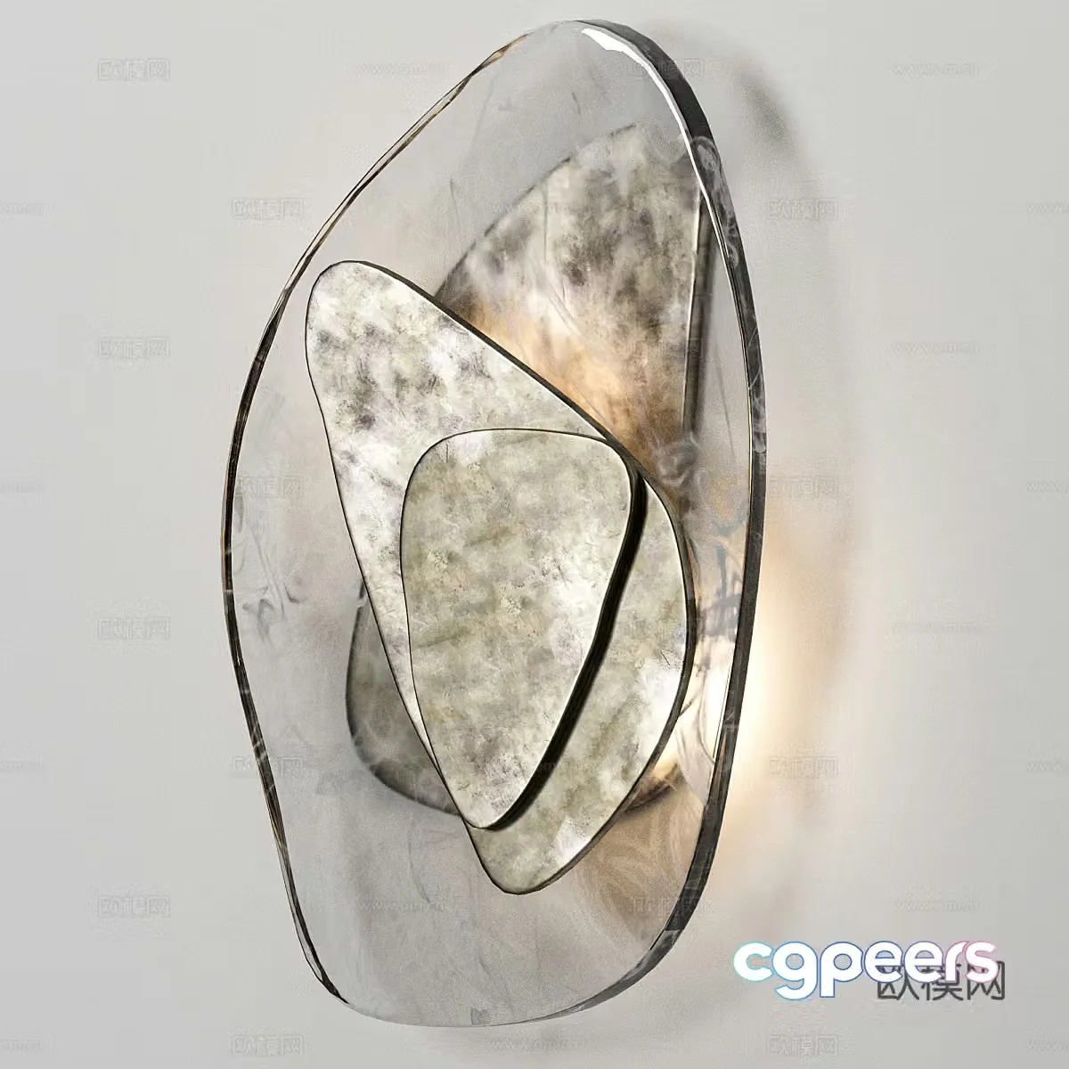 New Chinese style glass wall lamp 3d model
