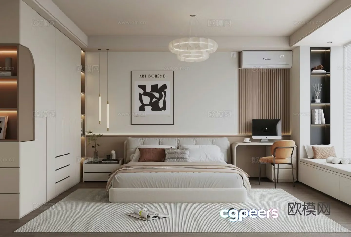 Creamy Bedroom Master Bedroom 3D Model