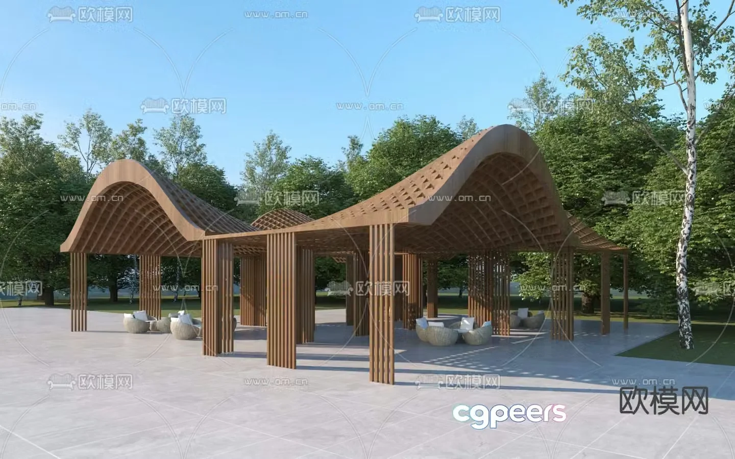 Modern special-shaped landscape pavilion landscape gallery 3D model
