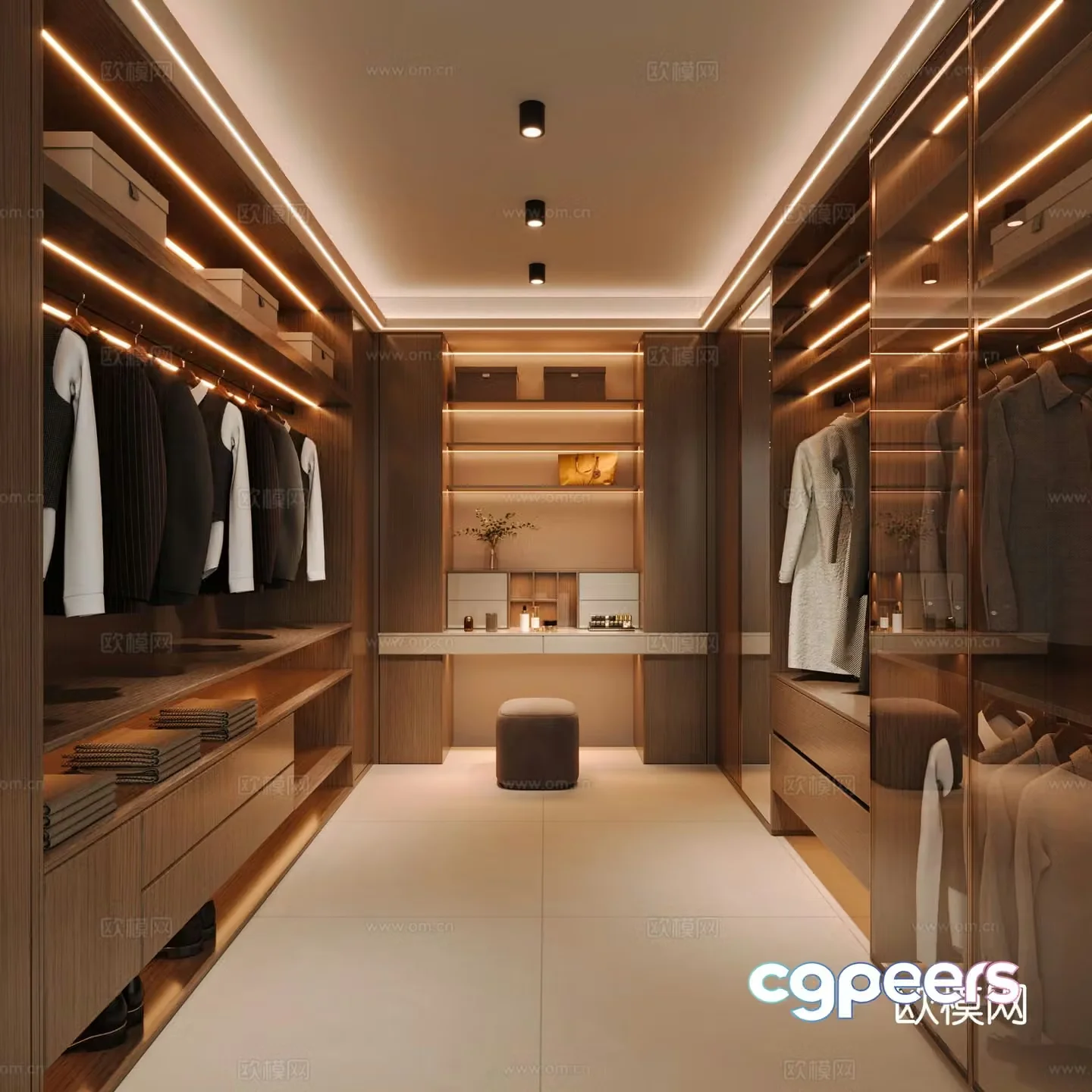 Modern walk-in cloakroom 3d model