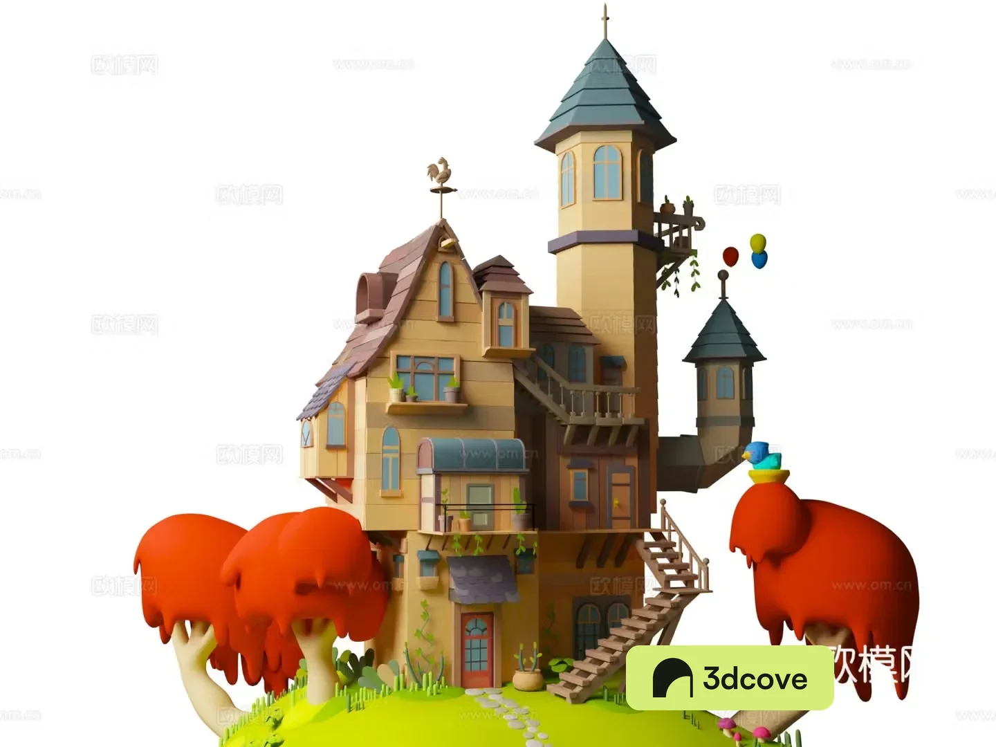 Stylized cartoon castle cartoon style castle Q version castle