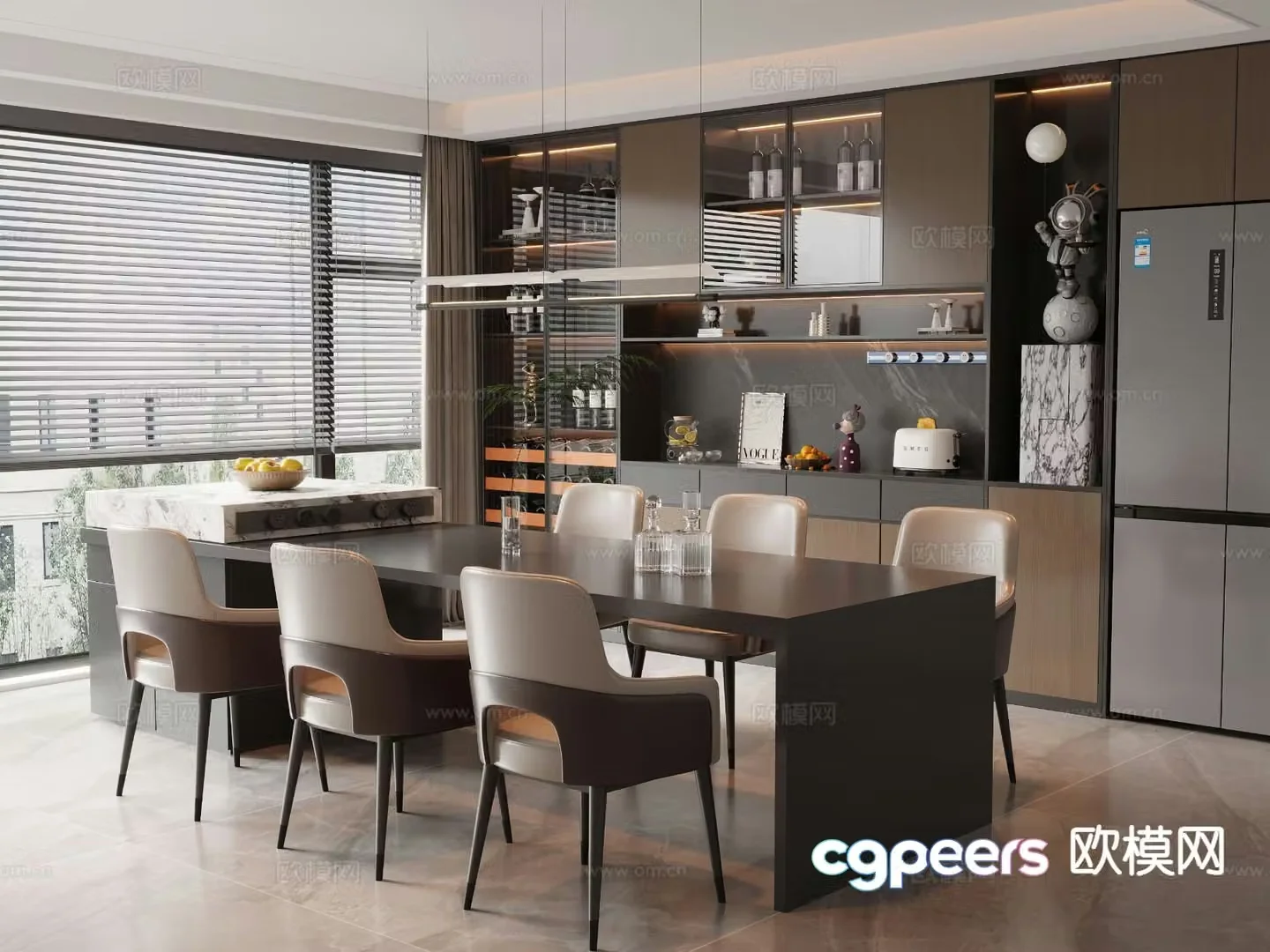 Modern island restaurant 3d model