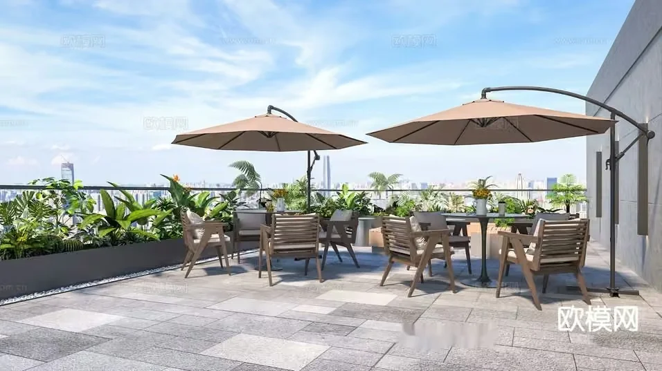 Outdoor Dining Area 3D Model – 1222 – VRAY Render