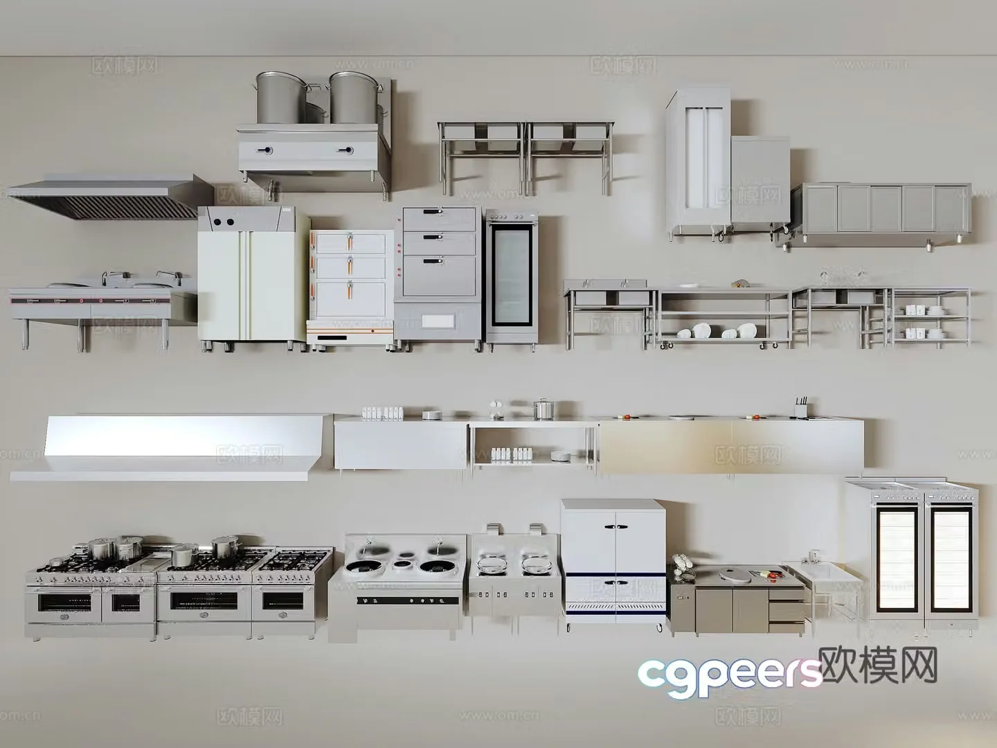 Hotel kitchen equipment 3d model