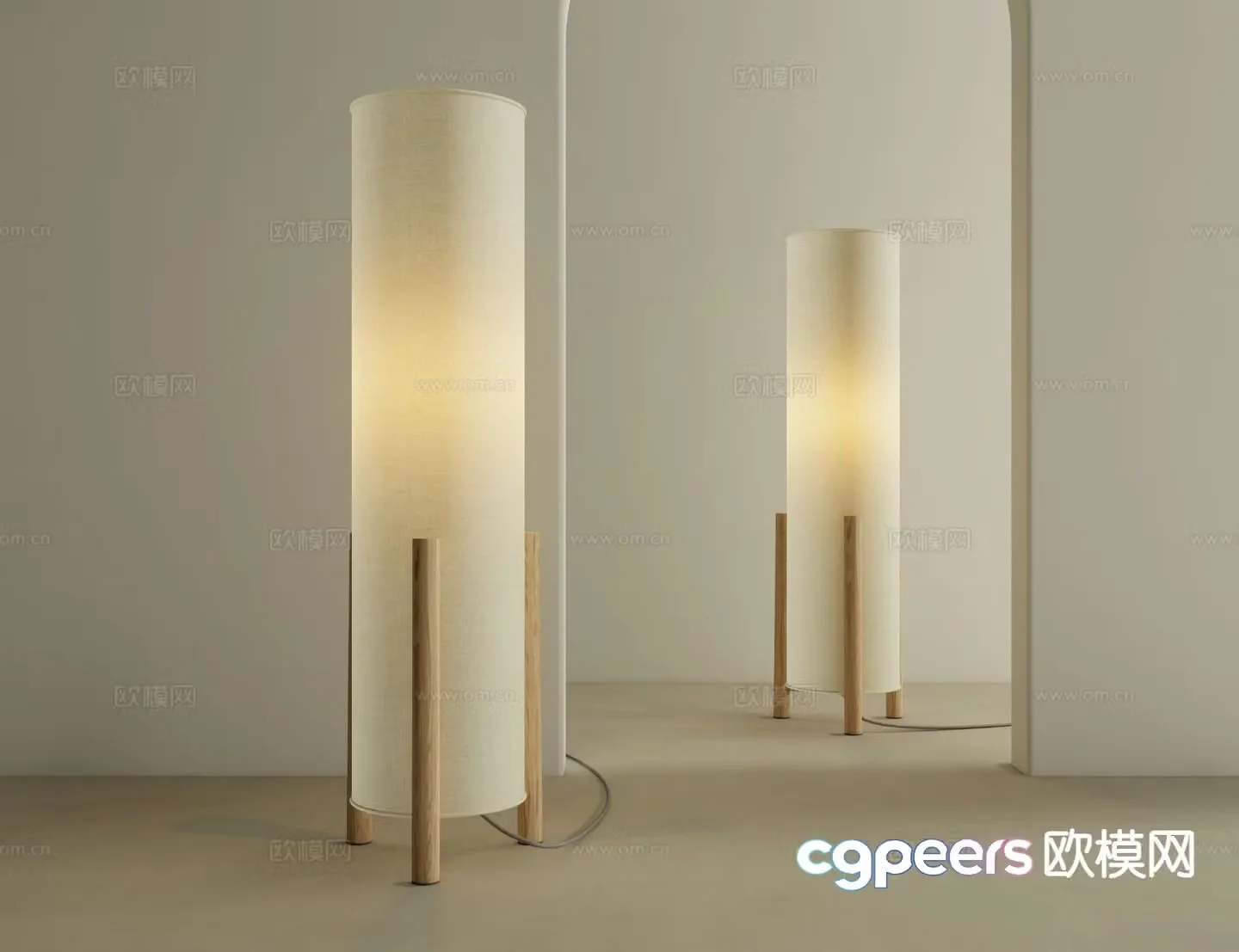 Cream style floor lamp 3d model