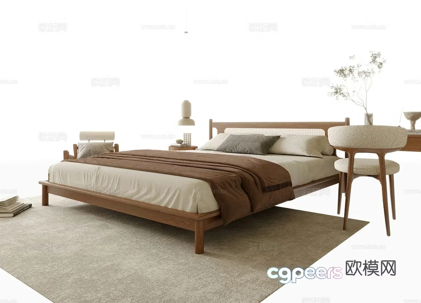 Modern double bed 3d model