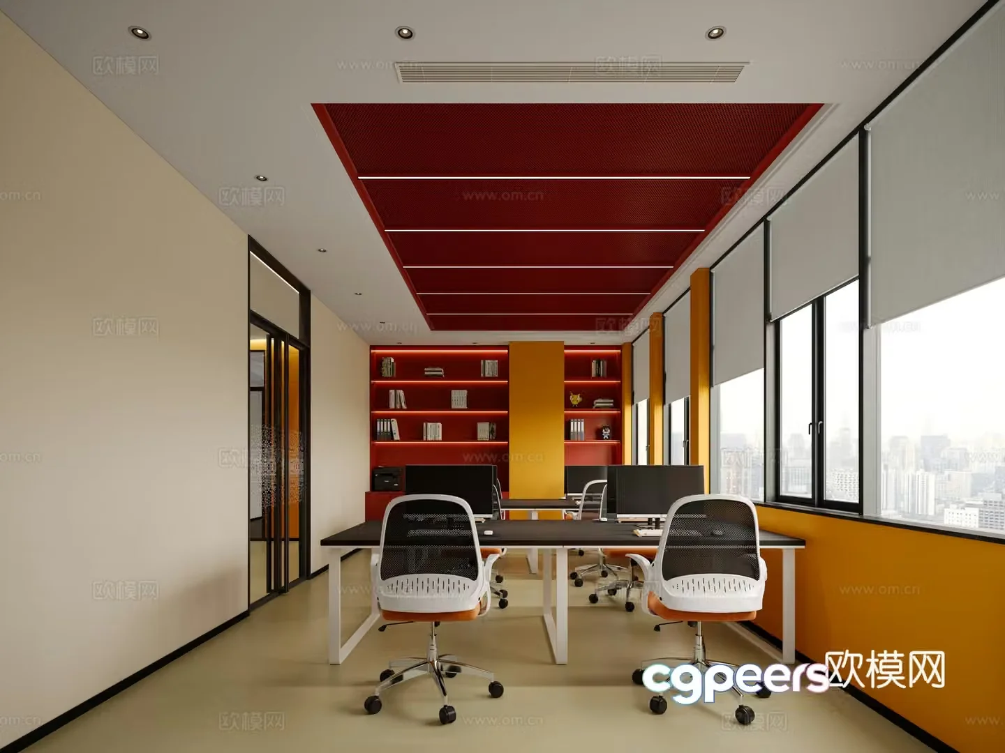 Modern office open office area 3d model