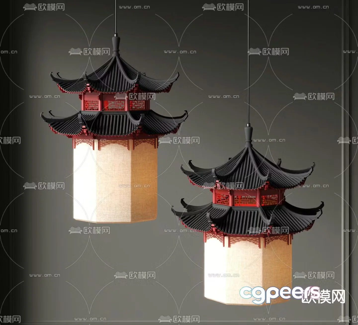 New Chinese style chandelier tower chandelier 3d model