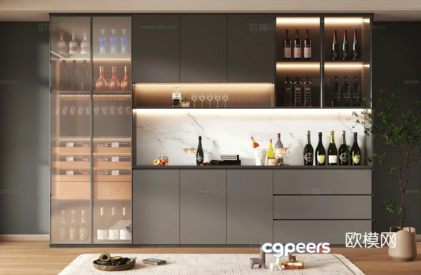 Wine cabinet design Wine cabinet red wine cabinet bar wine cabinet partition wine cabinet 3D model