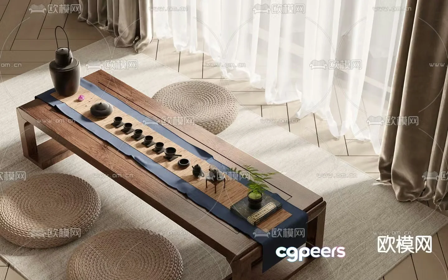 Japanese tea table tatami tea table 3D model