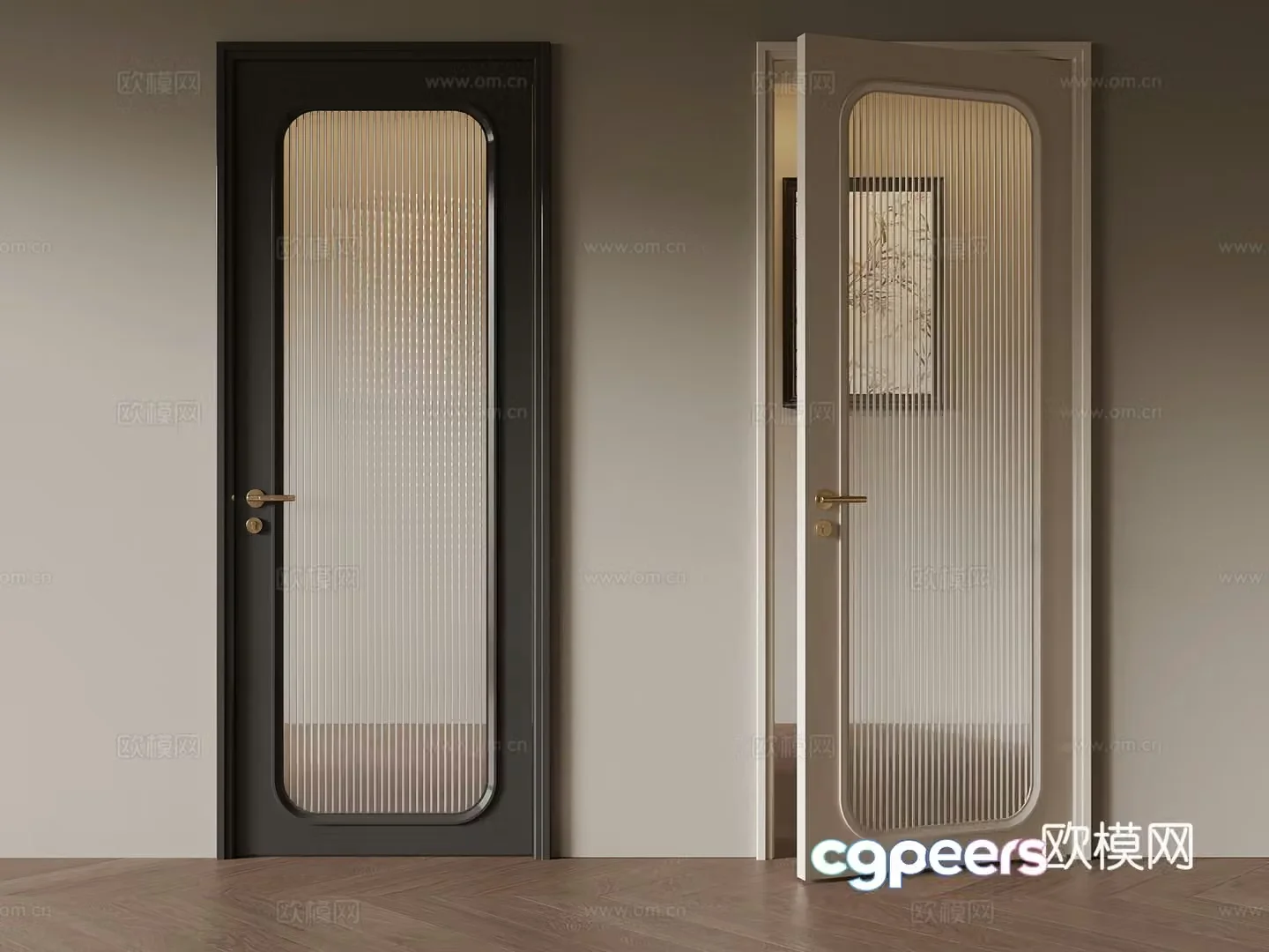 French single-opening glass door 3D model