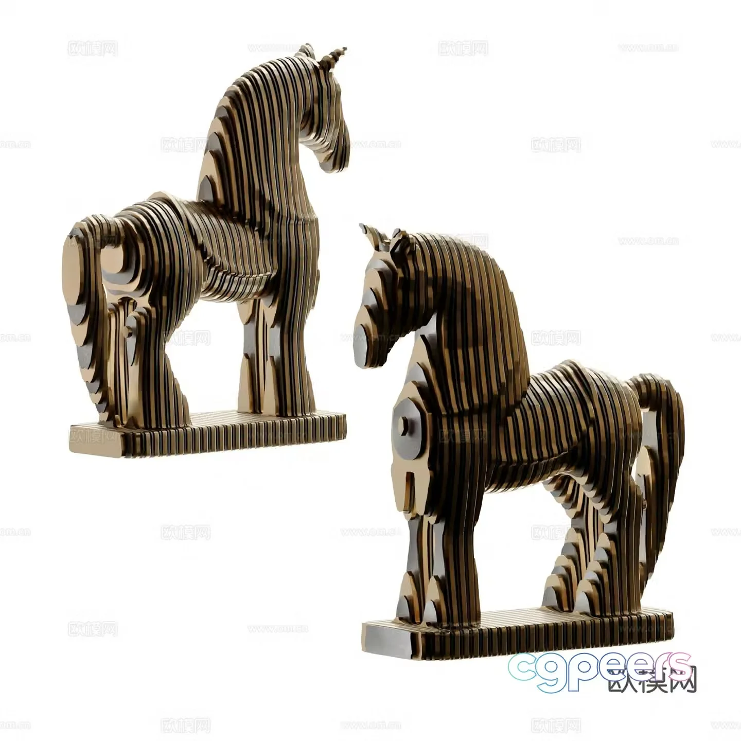 New Chinese style art war horse sculpture 3d model