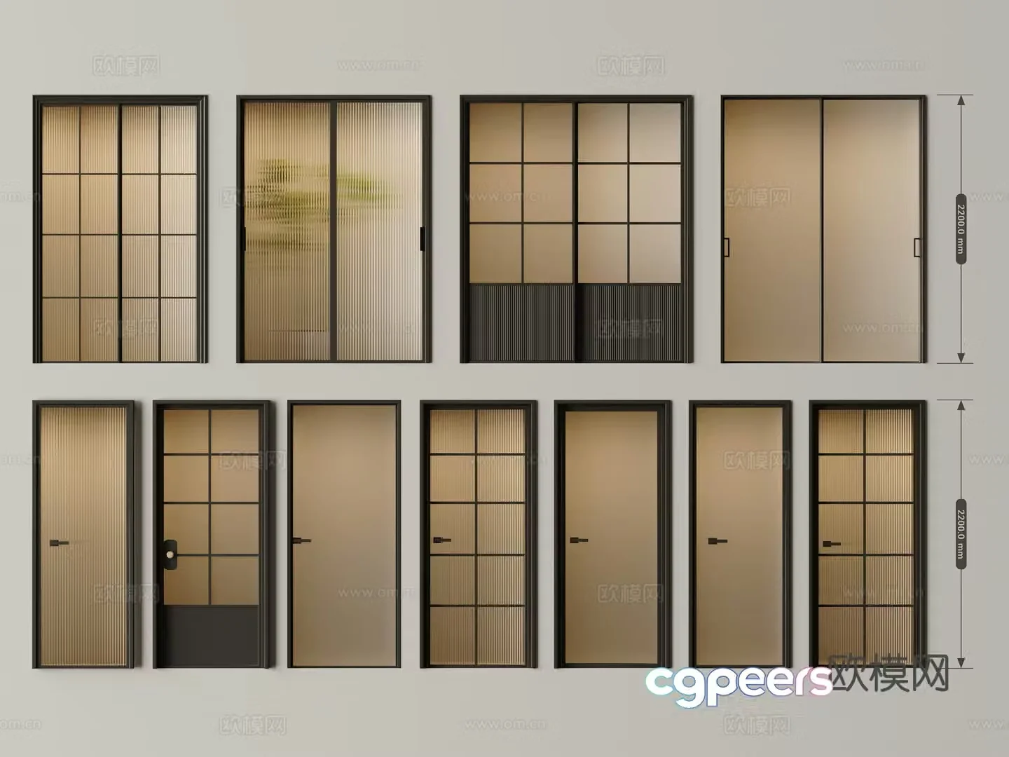 French glass door French bathroom door glass door single-open door simple European door kitchen bathroom door 3d model