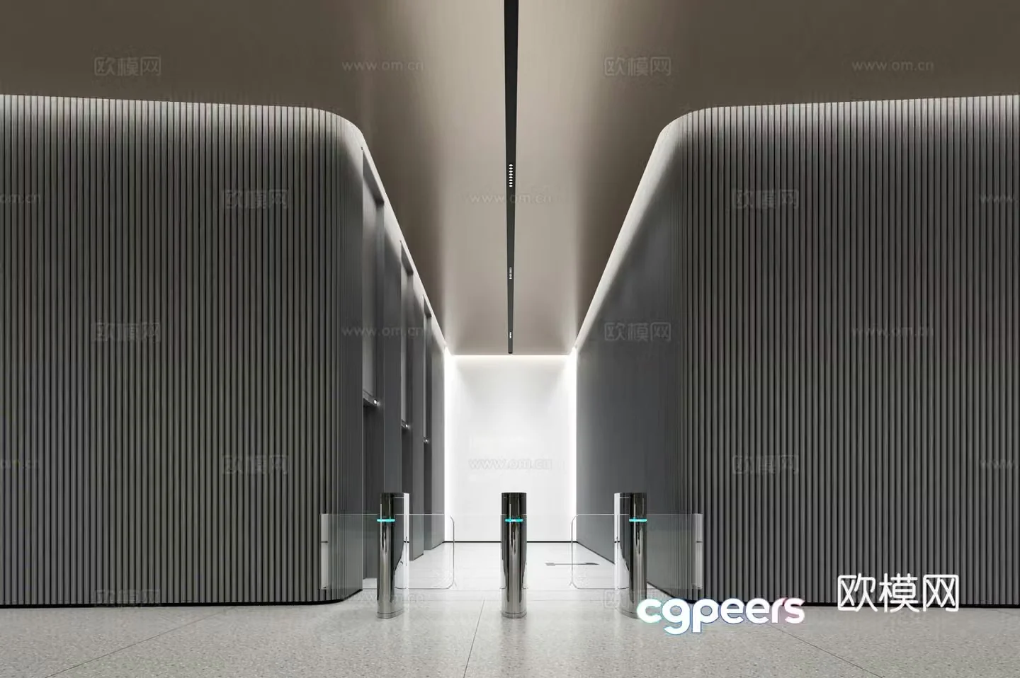 Modern office elevator hall 3d model