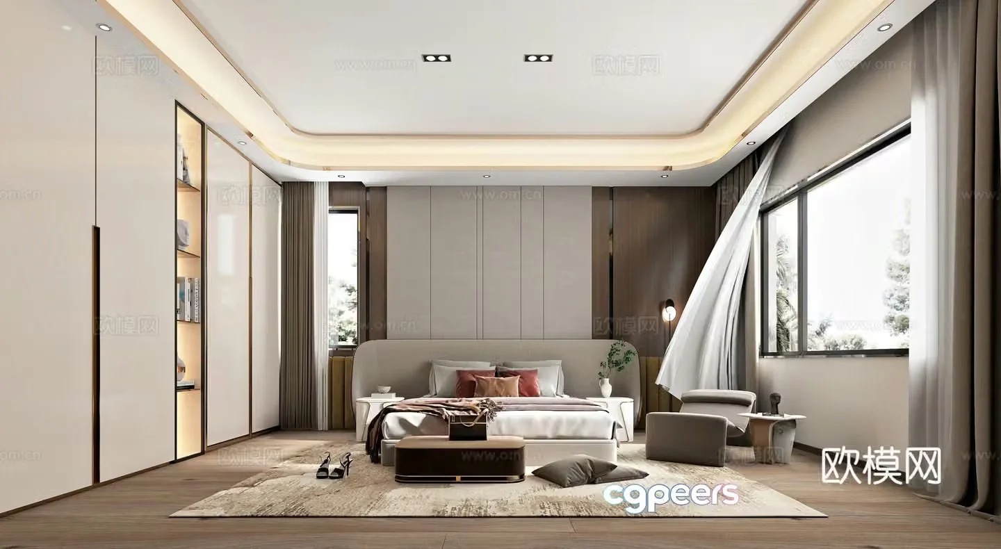 Italian style large bedroom master bedroom 3d model