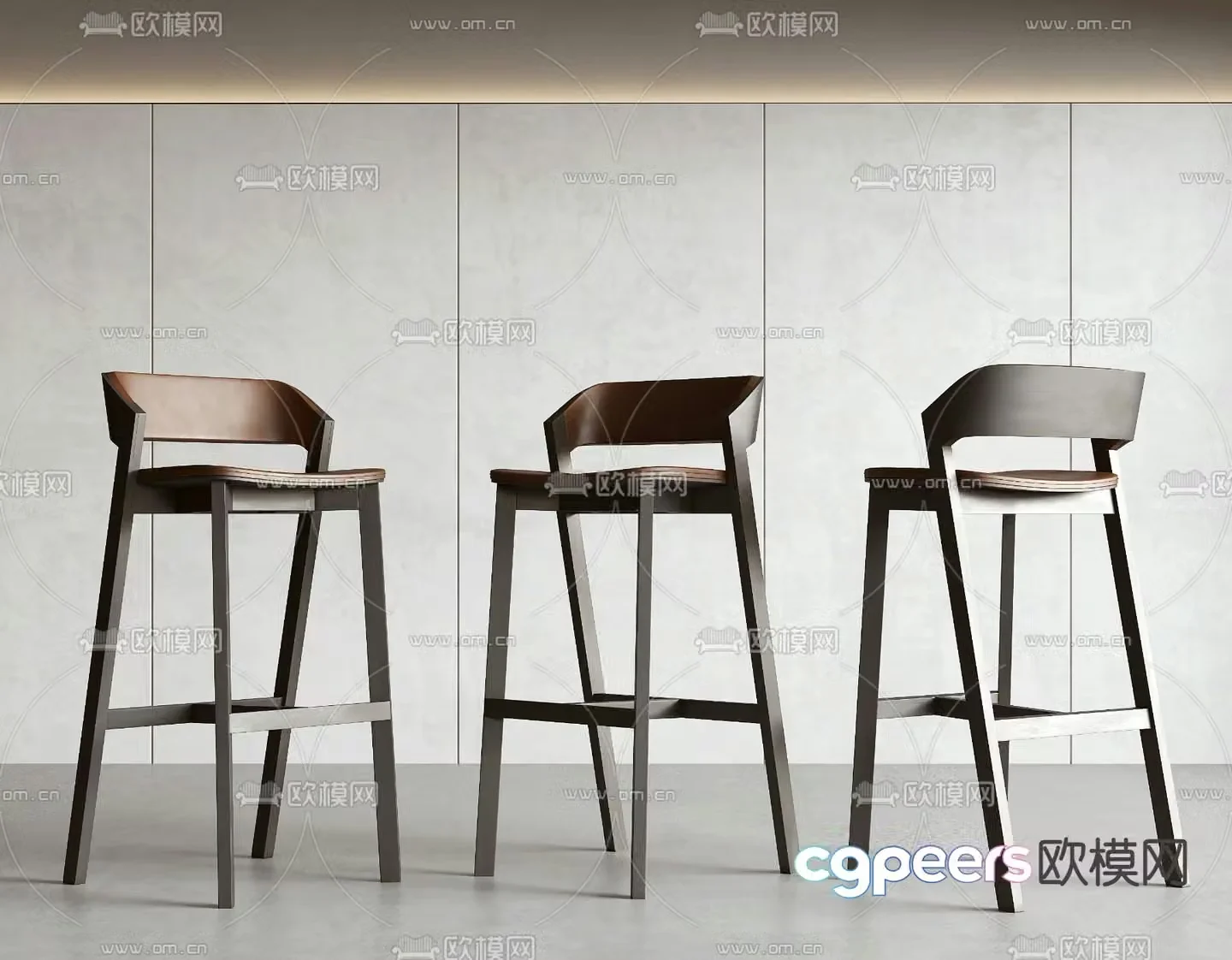 New Chinese Bar Stool Bar Stool High Stool 3D Model