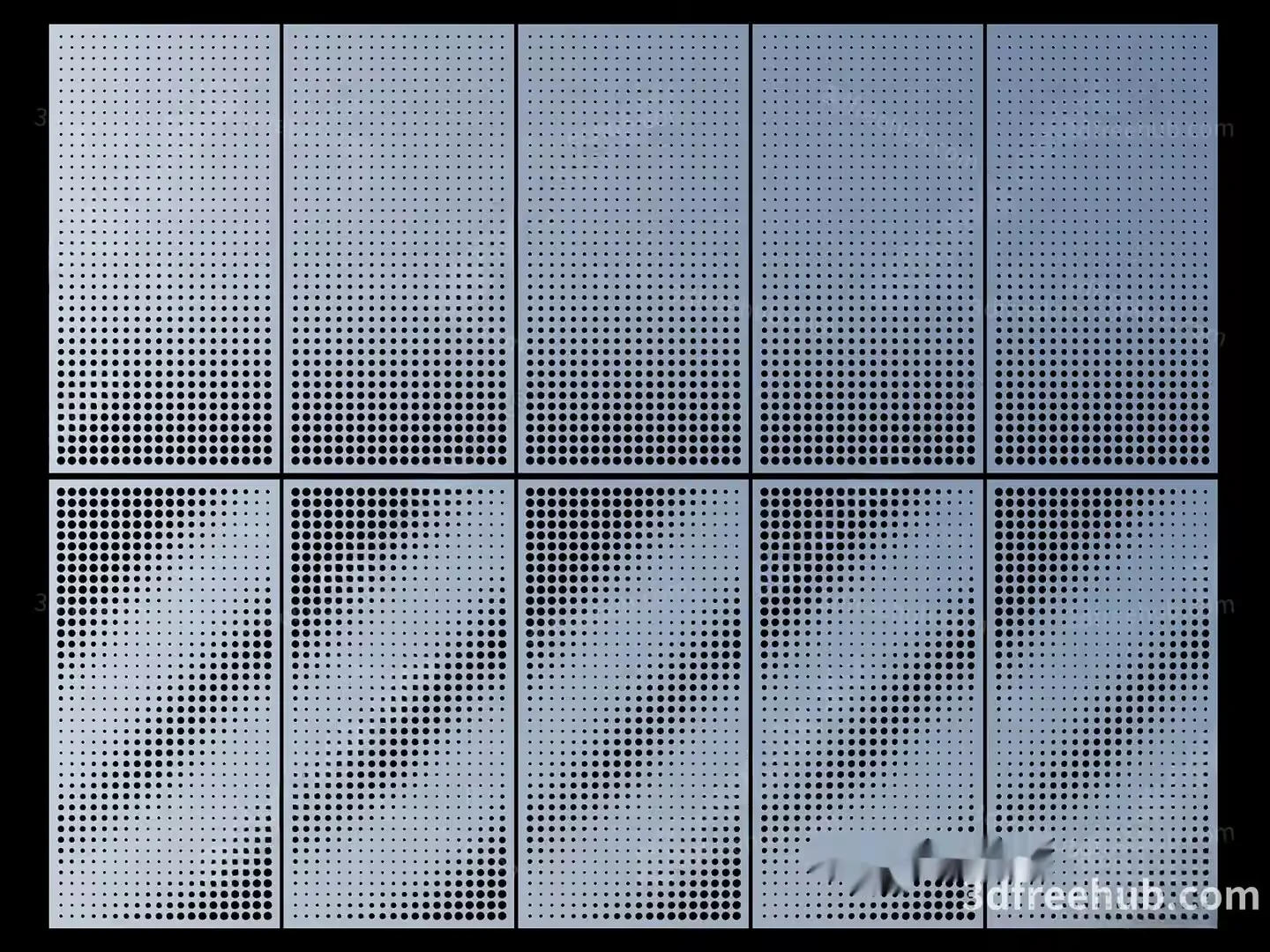 A Large Perforated Metal Grid 3D Model – 18712 – VRAY Render