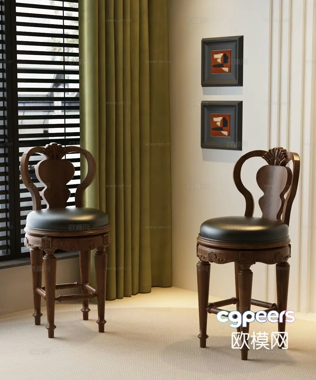 American bar chair European bar chair European classic bar chair American medieval bar chair French bar chair 3D model