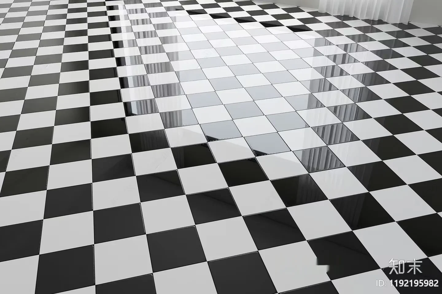 Black And White Checkered Floor 3D Model – 5184 – VRAY Render