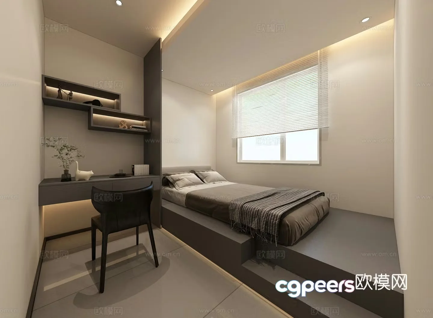 Modern Italian tatami bedroom 3d model