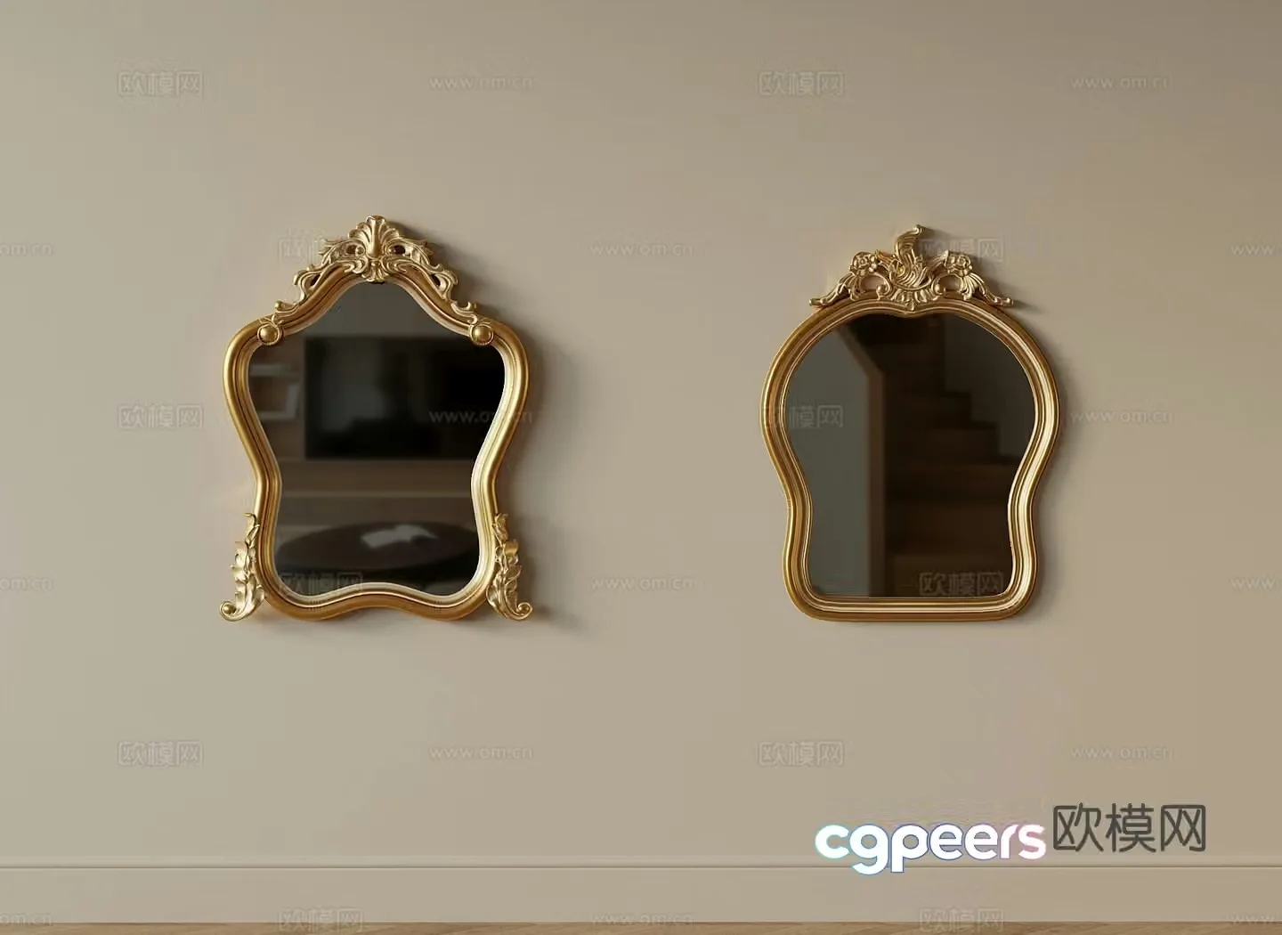 European mirror hanging mirror retro mirror 3d model