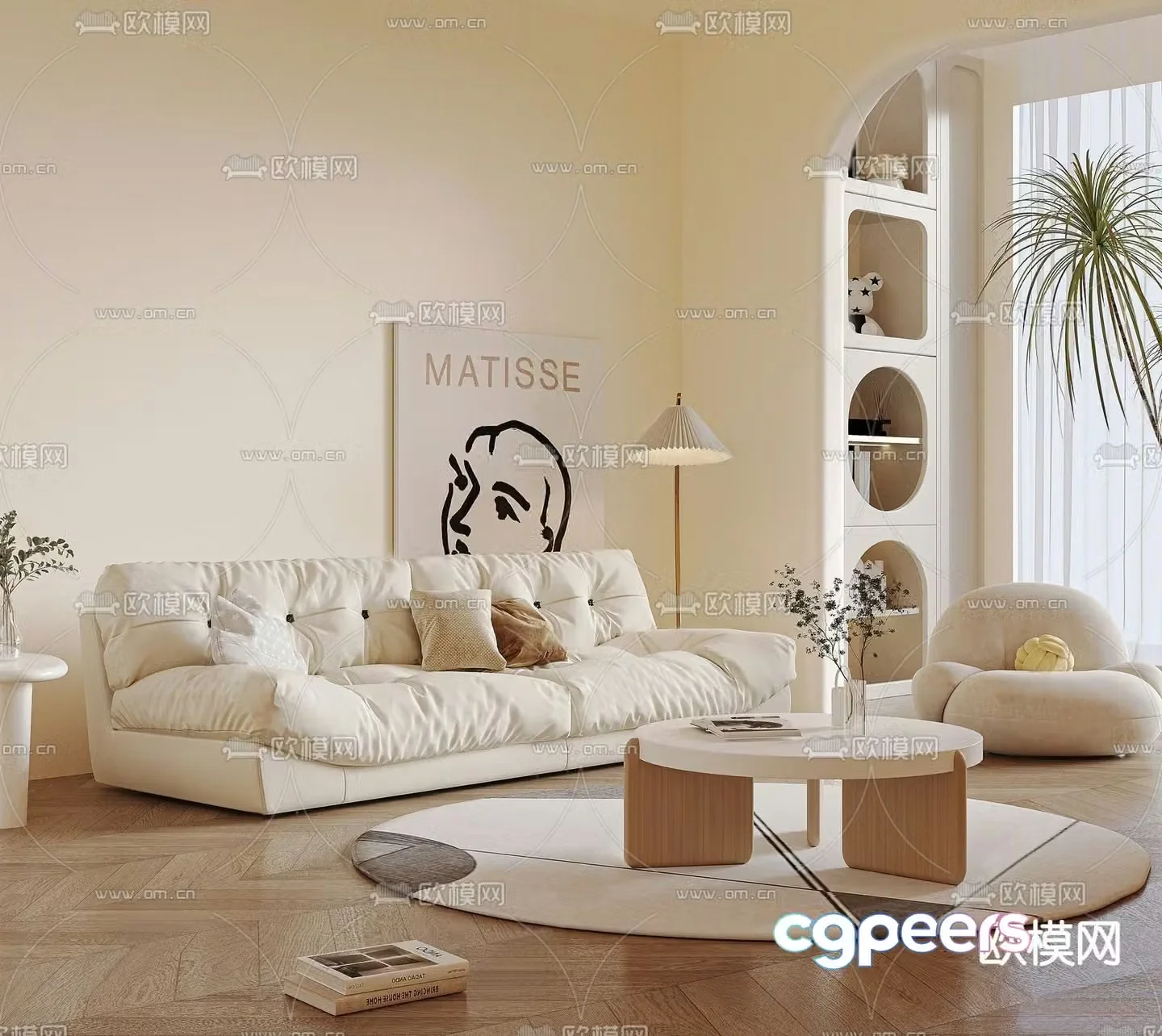 Cream style modular sofa 3d model