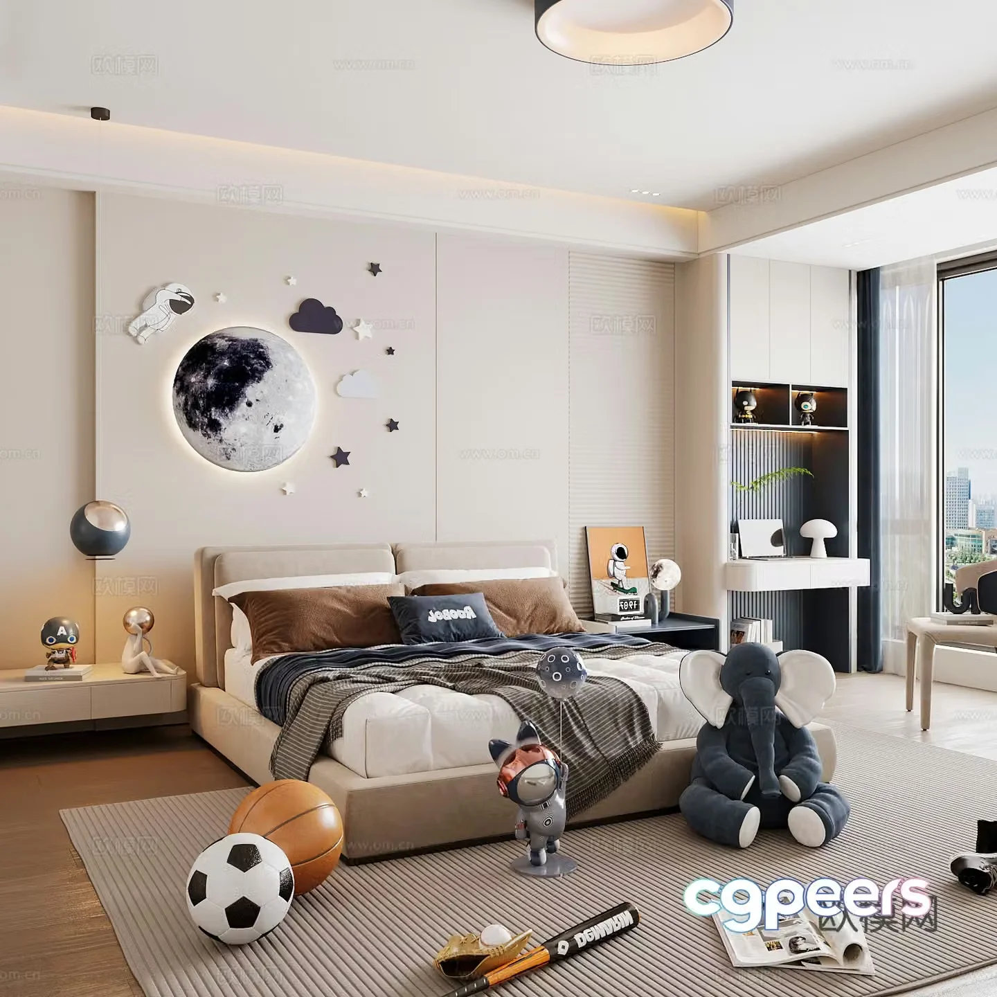 Modern children’s room boy’s room girl’s room children’s bed children’s wardrobe children’s desk 3d model