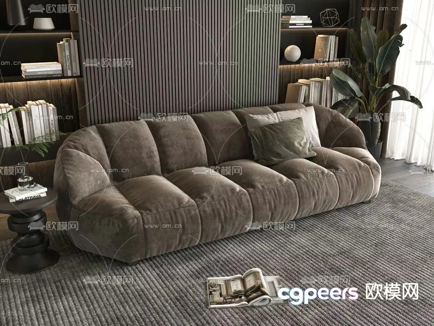 Multi-person sofa upholstered sofa 3d model