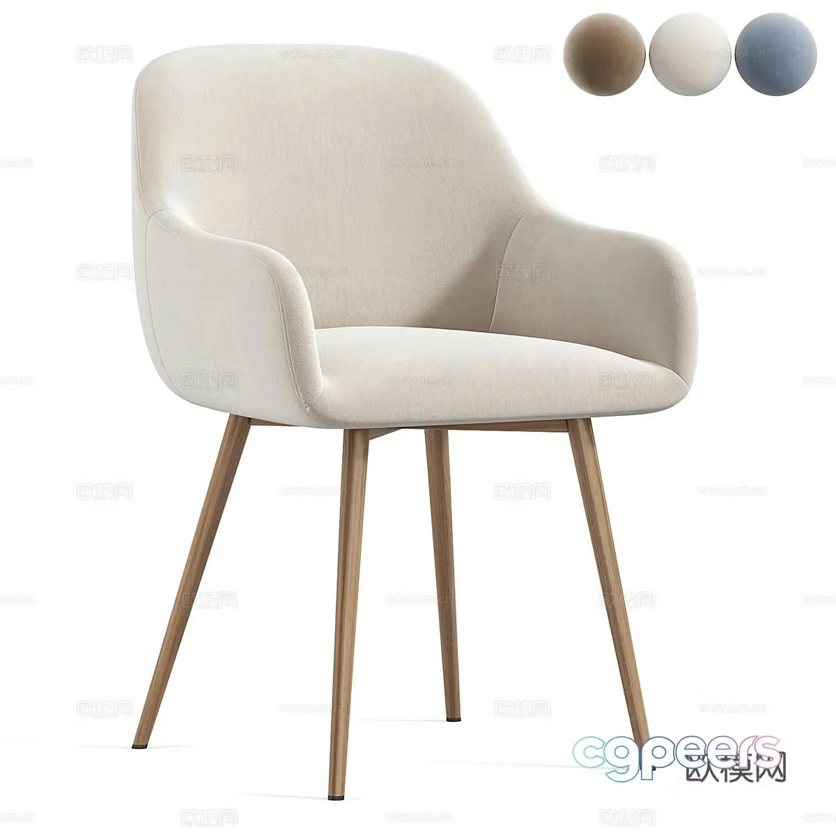 Modern Nordic Log Chair 3d Model