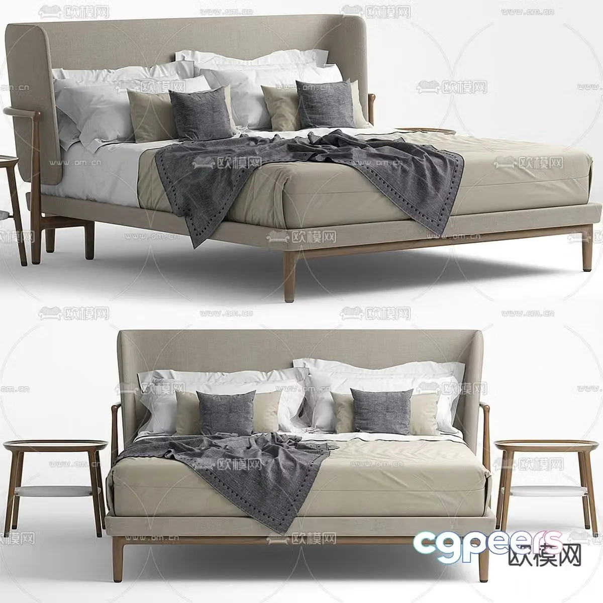 Nordic double bed 3d model